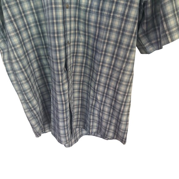 Wrangler rugged wear blue and white plaid button up short sleeve shirt size XL - Picture 4 of 6